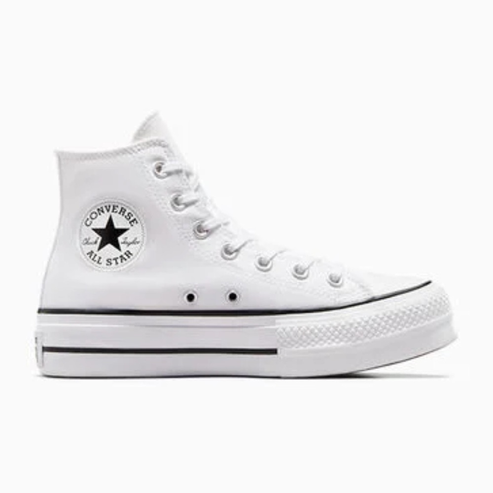 Converse White High Top Sneakers with Black Accents